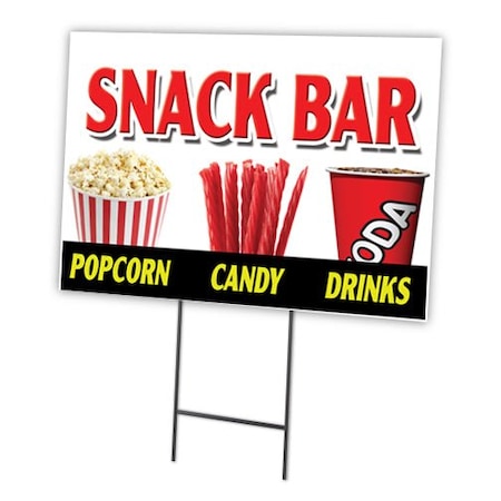 Snack Bar Candy Popcorn Yard Sign & Stake Outdoor Plastic Coroplast Window